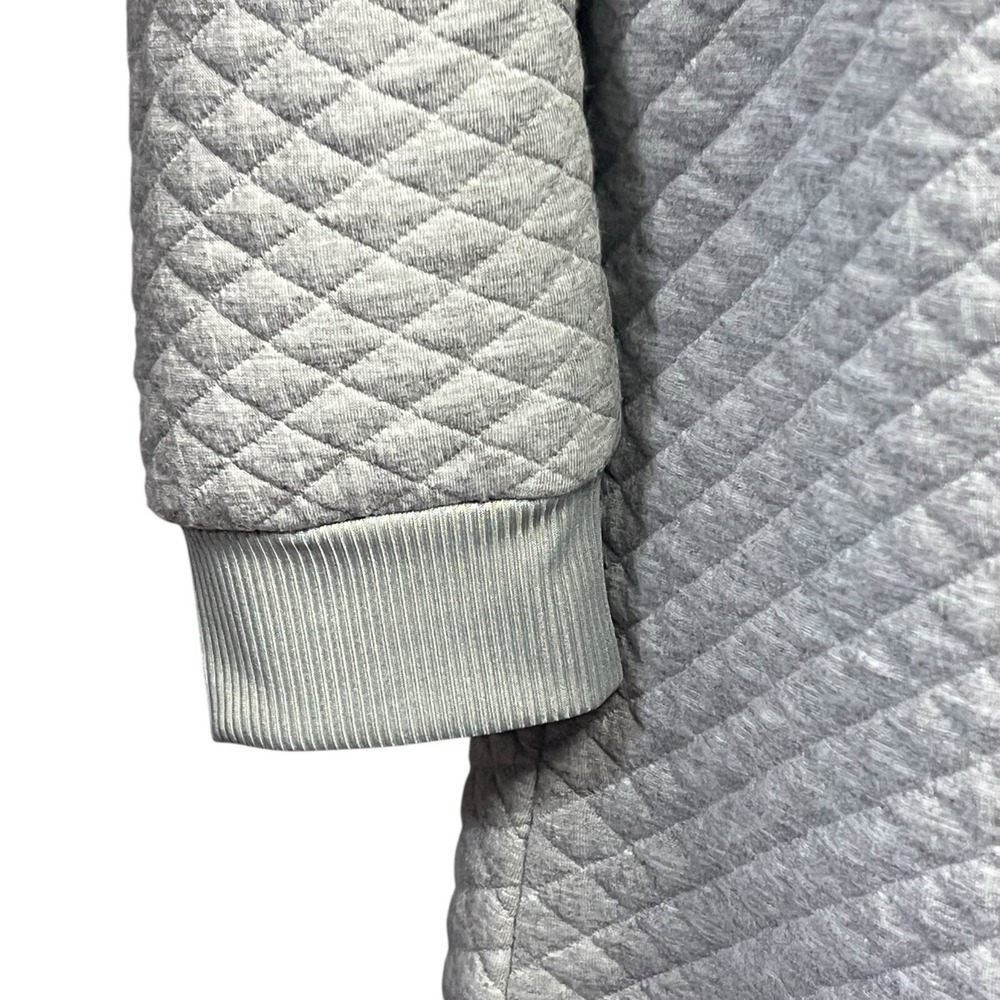 Retrology Pullover‎ Sweater Top S Grey Quilted Rhinestone Puff Sleeve Cozy Glam - Picture 4 of 8